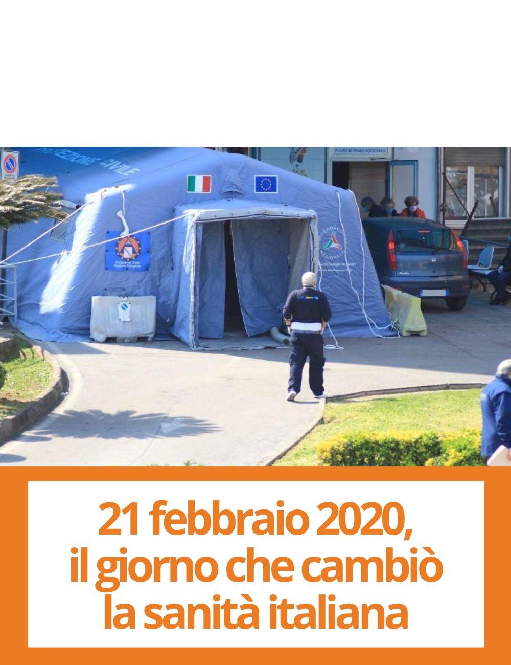 Immagine con link ad articoli su temi simili. L'immagine di uno stand medico rimanda all'articolo intitolato: Rapporto OASI: 21 febbraio 2020, il giorno che cambio' la sanita' italiana