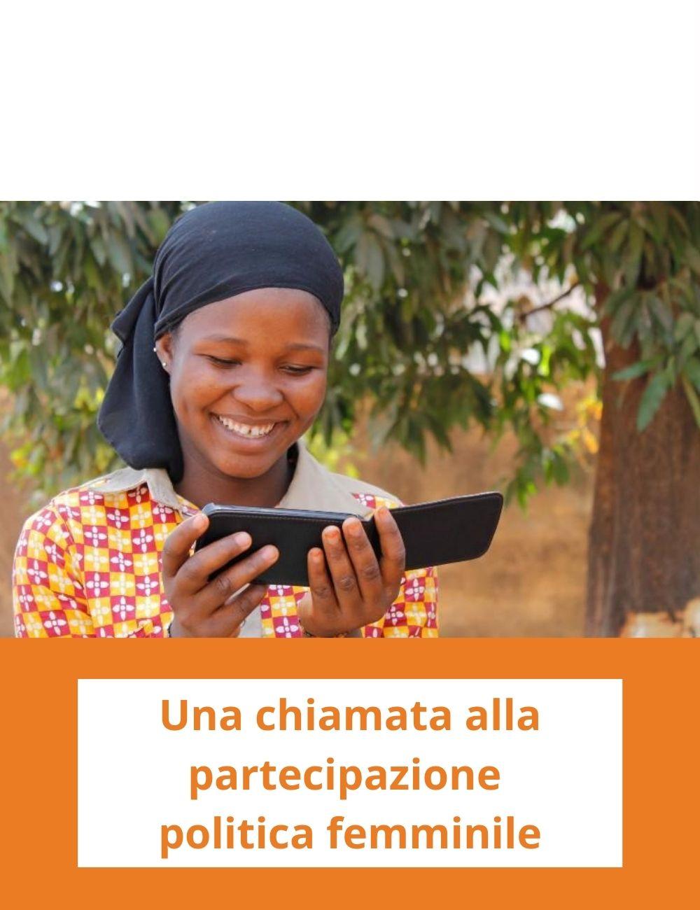 Immagine con link ad articoli su temi simili. L'immagine di una ragazza nera che legge sorridente rimanda all'articolo intitolato: Una chiamata alla partecipazione politica femminile