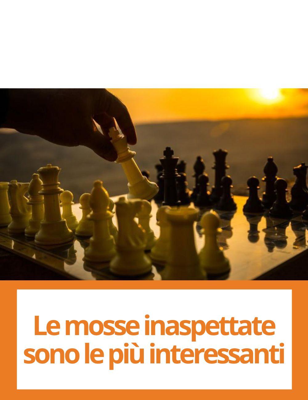 Immagine con link ad articoli su temi simili. L'immagine di una scacchiera rimanda all'articolo intitolato: Le mosse inaspettate sono le piu' interessanti