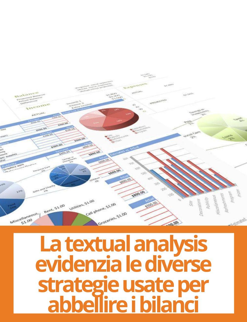 Immagine con link ad articoli su temi simili. L'immagine di tabelle e bilanci rimanda all'articolo intitolato: La textual analysis evidenzia le diverse strategie usate per abbellire i bilanci 